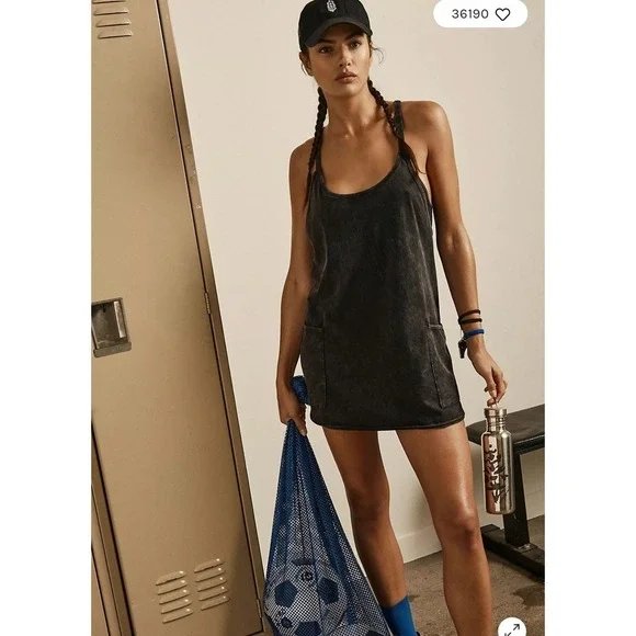 NEW Free People Movement Hot‎ Shot Mini Dress Size Large Black - Picture 4 of 9